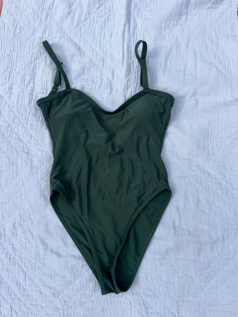 93 Play Street Olive Green One Piece Swimsuit Medium Scoop Back Minimalist Swim